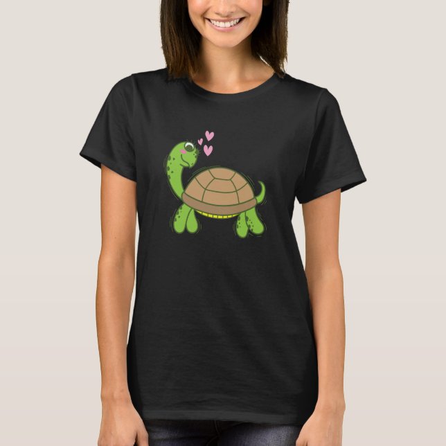 Turtle is in Love Reptile Water T-Shirt (Front)