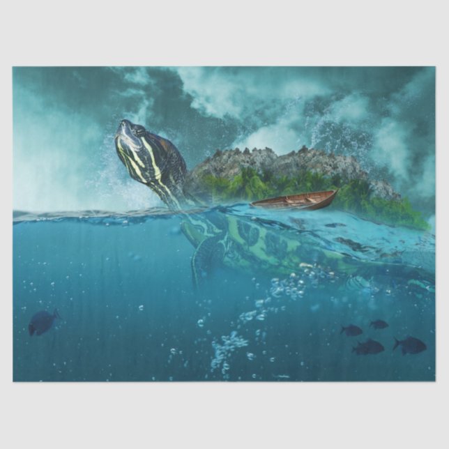 Turtle Island Ocean Decoupage Tissue Paper (Front)