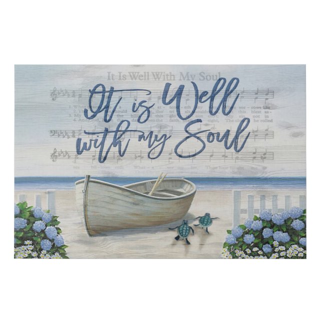 Turtle It Is Well Inspirational & Motivational  Faux Canvas Print (Front)