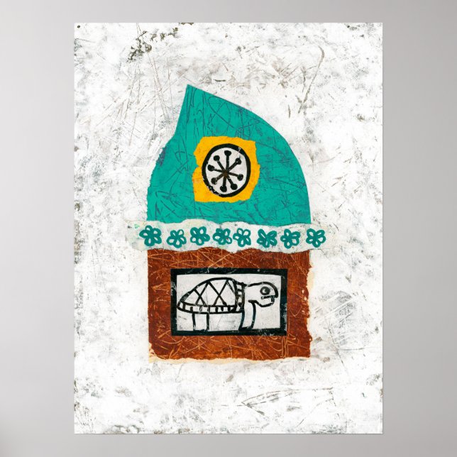 Turtle Itching Fish Goes To Market Poster Wall Art (Front)