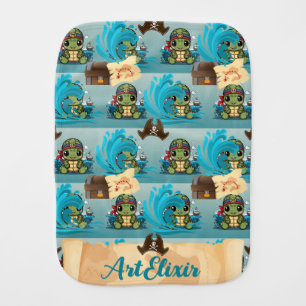 Turtle Kawaii Pirate Baby Burp Cloth