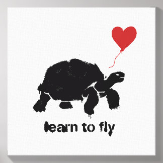 turtle learn to fly stencil art canvas photo tile