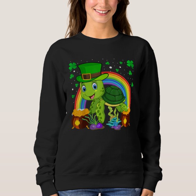 Turtle Leprechaun Hat Turtle Rainbow St Patrick's  Sweatshirt (Front)