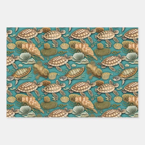 Turtle life pattern No1 Wrapping Paper Sheets