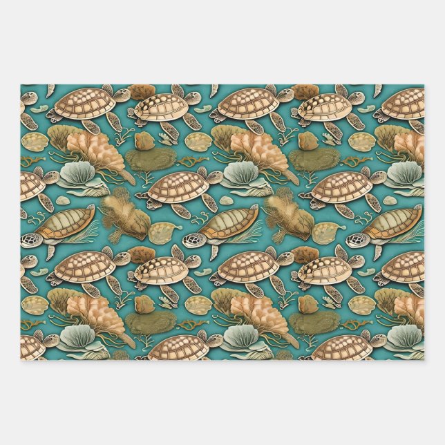 Turtle life pattern No1 Wrapping Paper Sheets (Front)