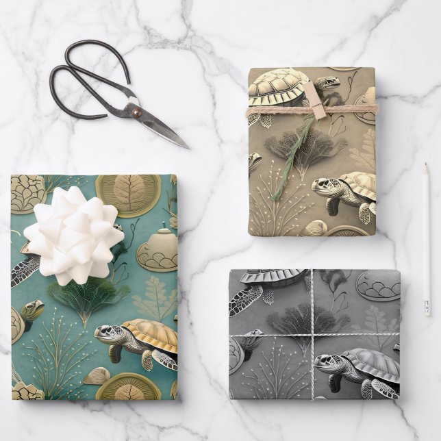 Turtle life pattern No6 Wrapping Paper Sheets (Front)