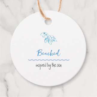 Turtle Logo Beach Theme Blue Text Price Hang Tag