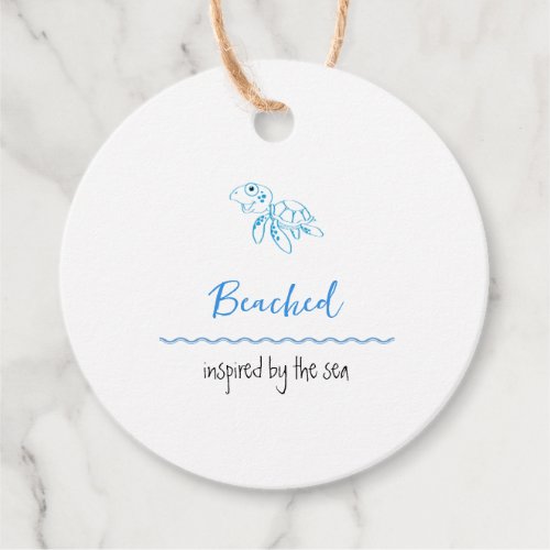 Turtle Logo Beach Theme Blue Text Price Hang Tag