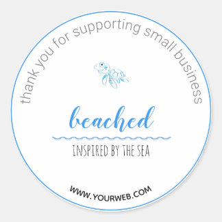 Turtle Logo Beach Theme Thank You Label