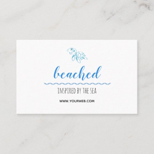 Turtle Logo Beach theme White Business Card