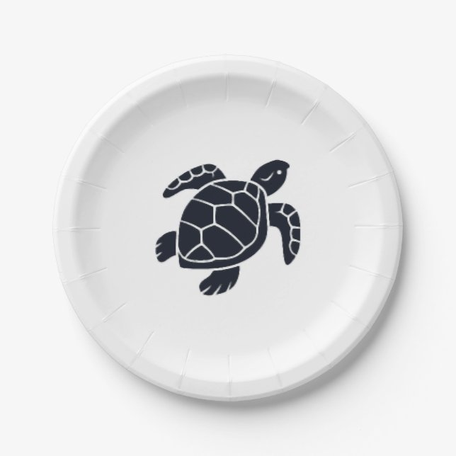 Turtle Logo Emblem Red-Eared Slider Tortoise Copy Paper Plates (Front)