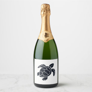 Turtle Logo Emblem Red-Eared Slider Tortoise Copy Sparkling Wine Label
