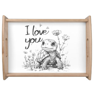 "Turtle Love" Engraved Wooden Serving Tray 🐢💕
