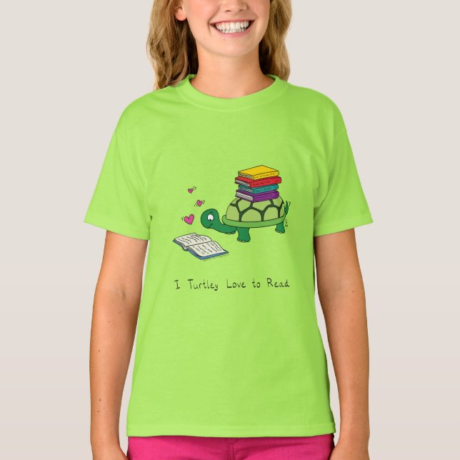Turtle Love to Read Librarian Book Lover T-Shirt (Front)