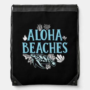 Turtle Lover Aloha Beaches Drawstring Bag
