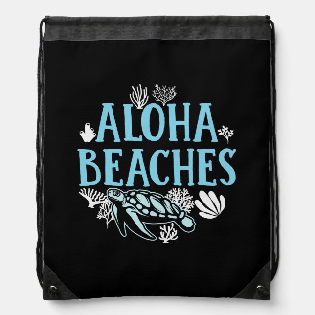 Turtle Lover | Aloha Beaches Drawstring Bag (Front)