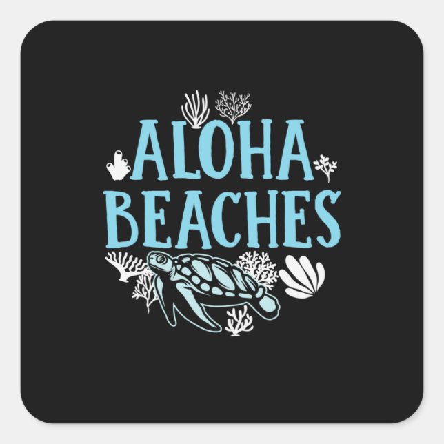 Turtle Lover | Aloha Beaches Square Sticker (Front)