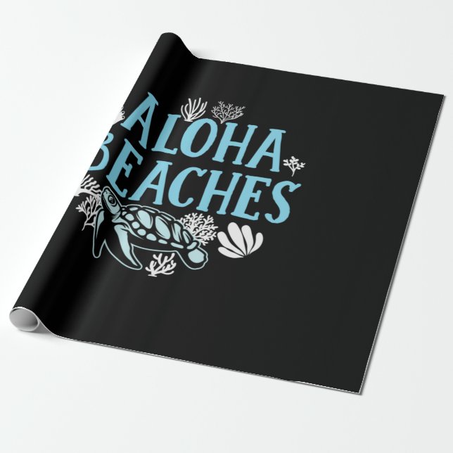 Turtle Lover | Aloha Beaches Wrapping Paper (Unrolled)