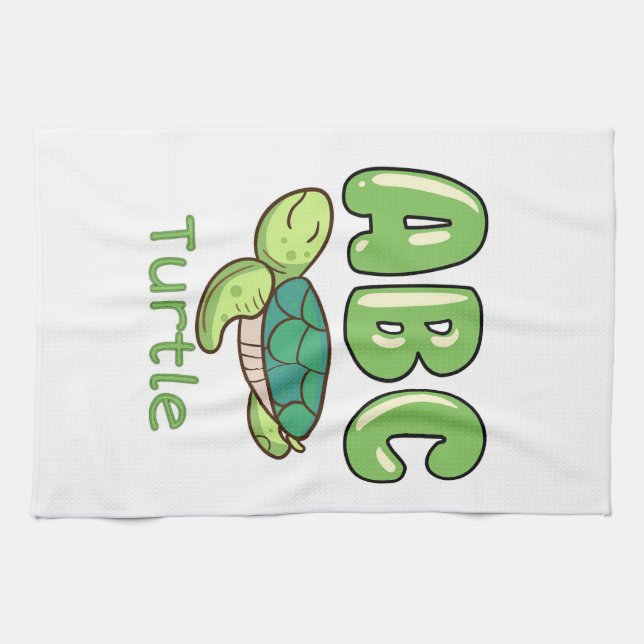 Turtle Lover Alphabet ABC Letter Turtle Kitchen Towel (Horizontal)