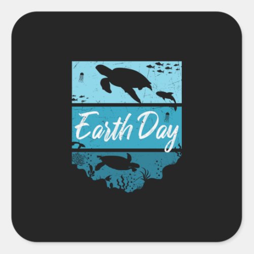 Turtle Lover  Earth Day Square Sticker
