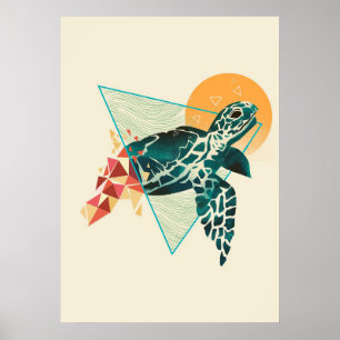 Turtle Lover Geometric Turtle Poster