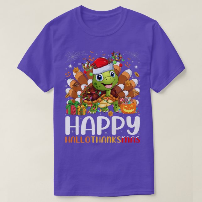 Turtle Lover Halloween Christmas Happy Hallothanks T-Shirt (Design Front)