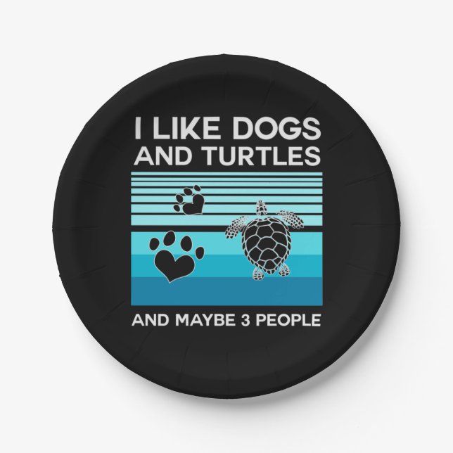 Turtle Lover | I Like Dogs And Turtles Paper Plates (Front)