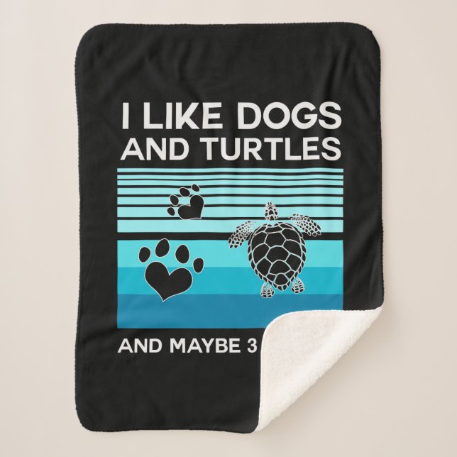Turtle Lover | I Like Dogs And Turtles Sherpa Blanket (Front)