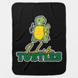 Turtle Lover I Like Turtles Baby Blanket
