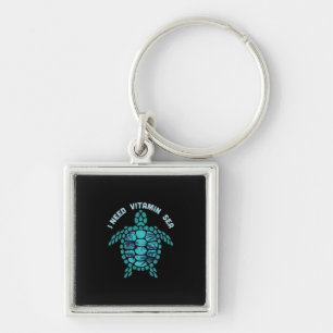 Turtle Lover I Need Vitamin Sea Keychain