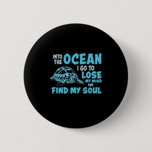 Turtle Lover Into The Ocean Button