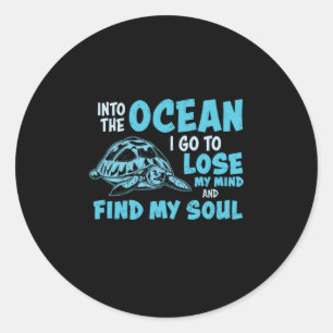 Turtle Lover Into The Ocean Classic Round Sticker