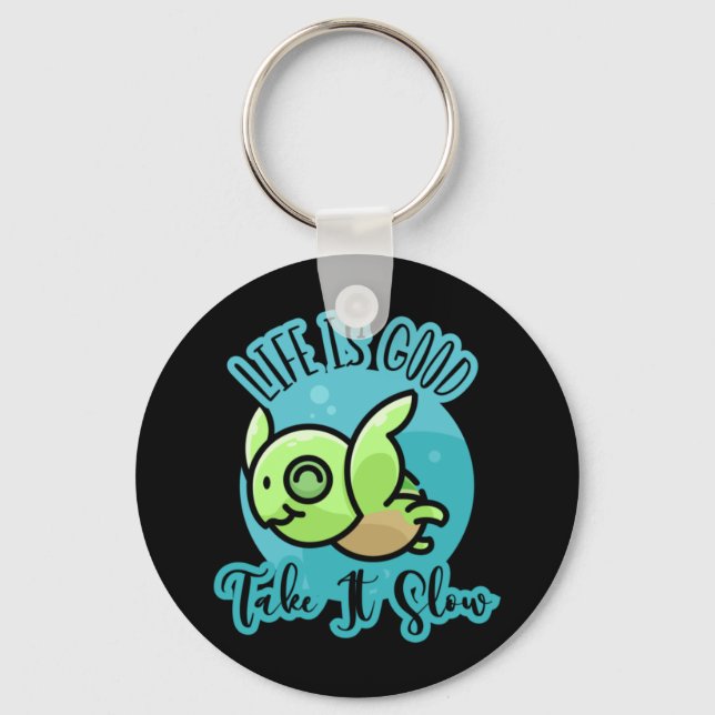 Turtle Lover | Life Is Good With A Turtle Keychain (Front)