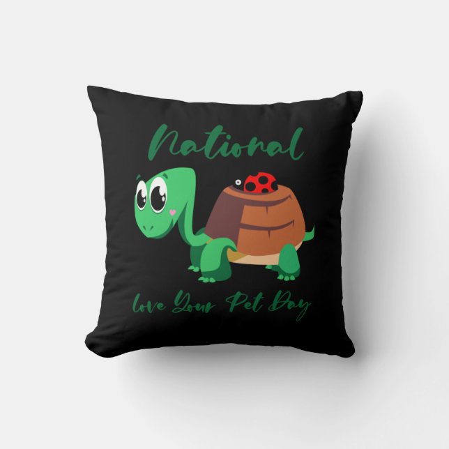 Turtle Lover | National Love Your Turtle Throw Pillow (Front)