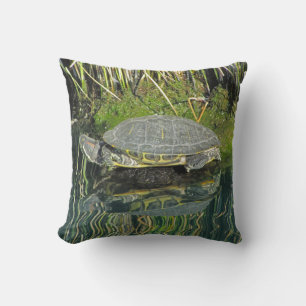 Turtle Lover Photo Water Reflection Lake Animal Throw Pillow