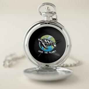 Turtle Lover Save The Planet Pocket Watch