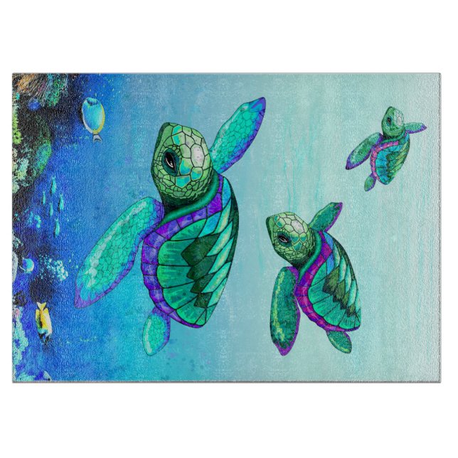 Turtle Lover Sea Turtles Dance Cutting Board (Front)