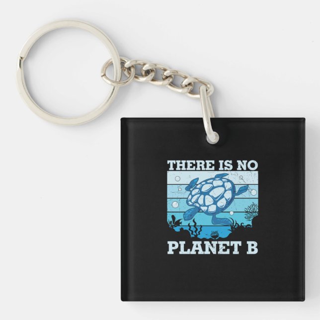 Turtle Lover | There Is No Planet B Keychain (Front)