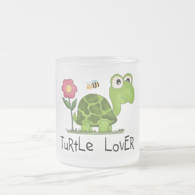 Turtle Lover Tshirts and Gifts Frosted Glass Coffee Mug (Center)