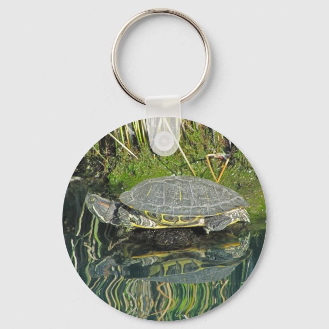 Turtle Lover Water Reflection Nature Wildlife Keychain (Front)