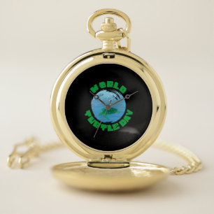 Turtle Lover World Turtle Day Pocket Watch