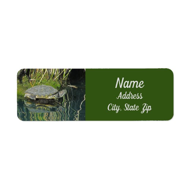 Turtle Lovers Wildlife Water Reflection Address Label (Front)