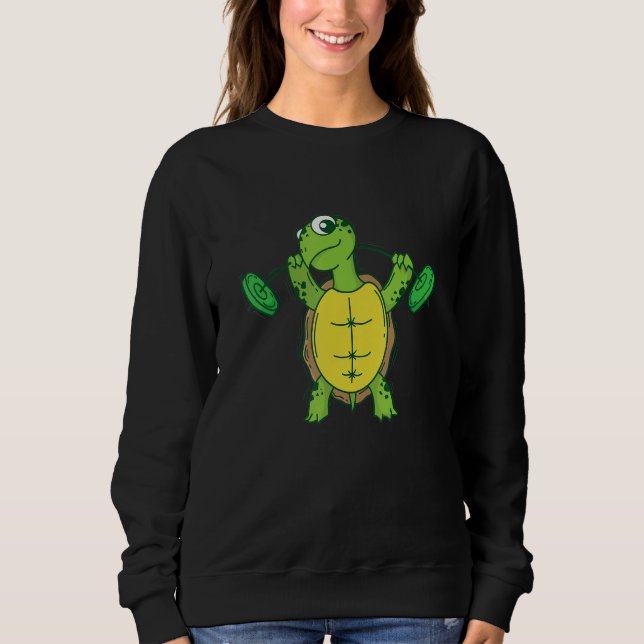 Turtle loves Fitness and lifting Weights Sweatshirt (Front)