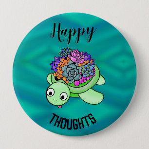 Turtle Lucky Three Ocean Beach Calm Happy Bright Button