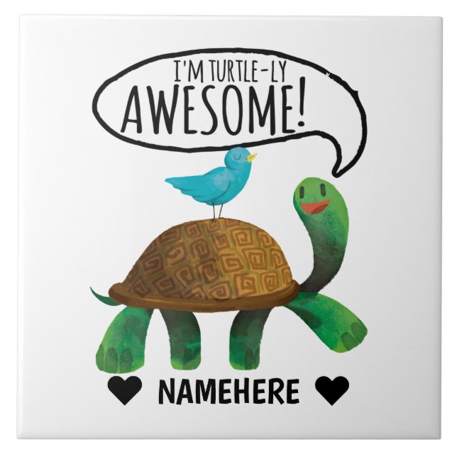 Turtle-ly Awesome - Turtle Ceramic Tile (Front)