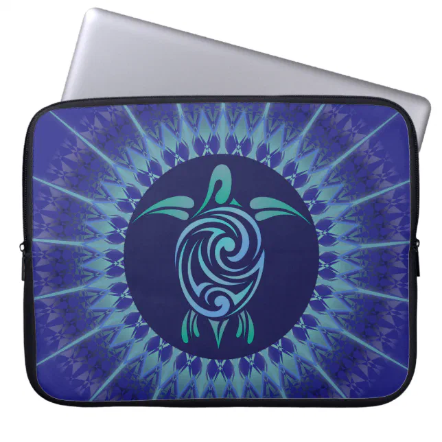 Turtle Mandala Dark Blue Laptop Sleeve | Zazzle