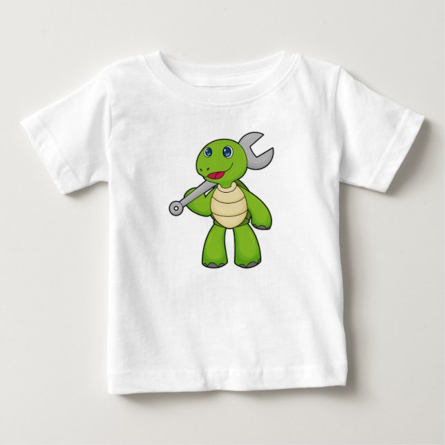 Turtle Mechanic Wrench Baby T-Shirt (Front)