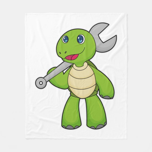 Turtle Mechanic Wrench Fleece Blanket (Front)
