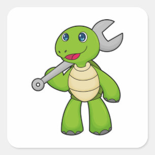 Turtle Mechanic Wrench Square Sticker