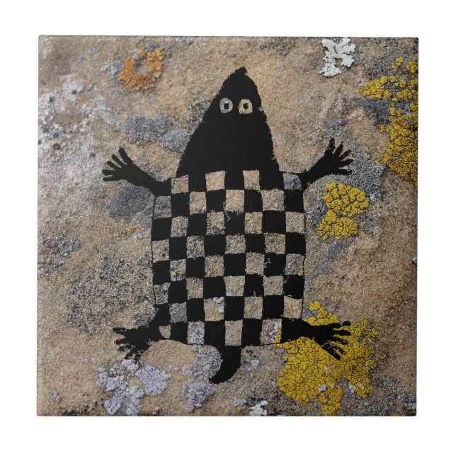 Turtle mimbres Pottery Design Ceramic Tile (Front)